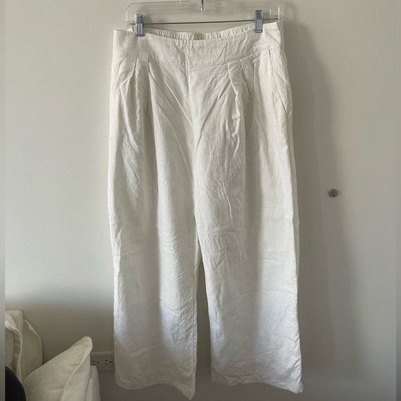 Abercombie White Linen Blend Pants - Picture 1 of 6
